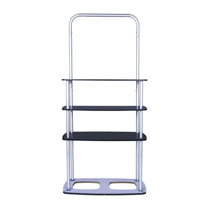 Backwall Product Rack Media Stand - Trade Show Backwall Display Setup